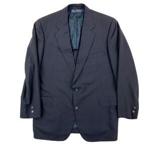 Brooks Brothers Makers Blazer Mens 42R  Blue Pinstripe VTG USA Wool Sport Coat